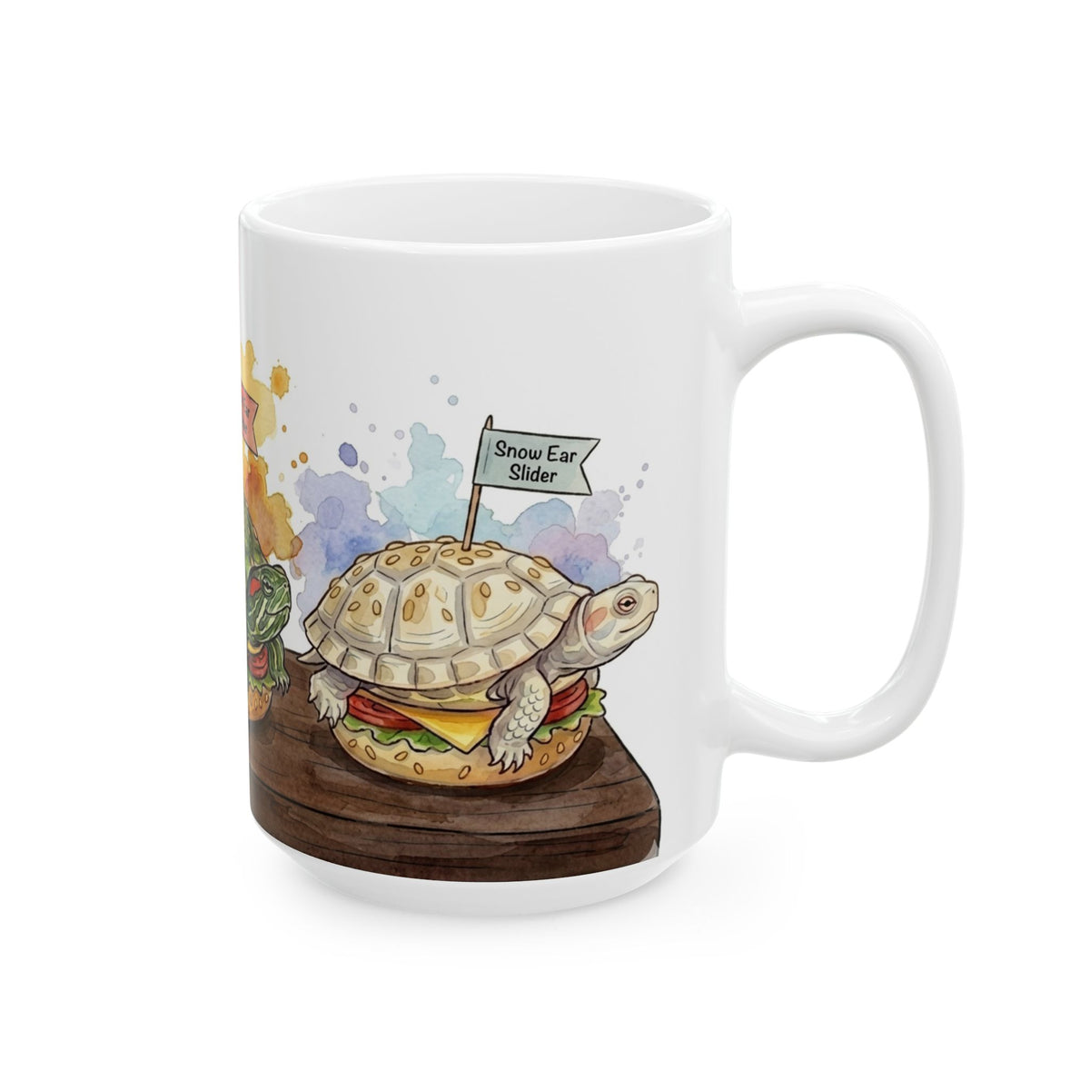 Slider Turtle Burgers Ceramic Mug — Pun Coffee Cup (11oz & 15oz) Reptile Gift