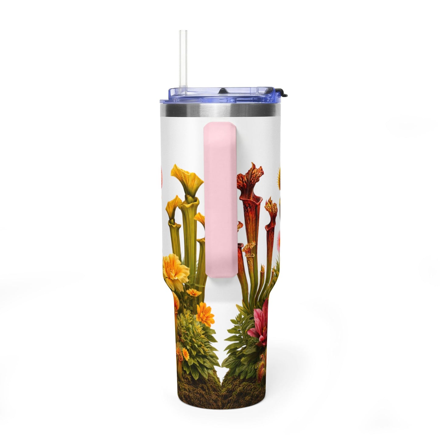 40oz Vacuum Tumbler — Ball Python & Carnivorous Plant Floral Design