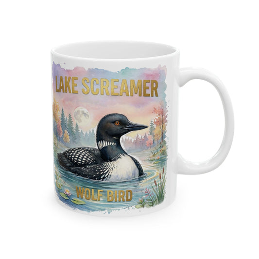 Ceramic Mug — Watercolor Loon 'Certified Loon • Wolf Bird • Lake Screamer'