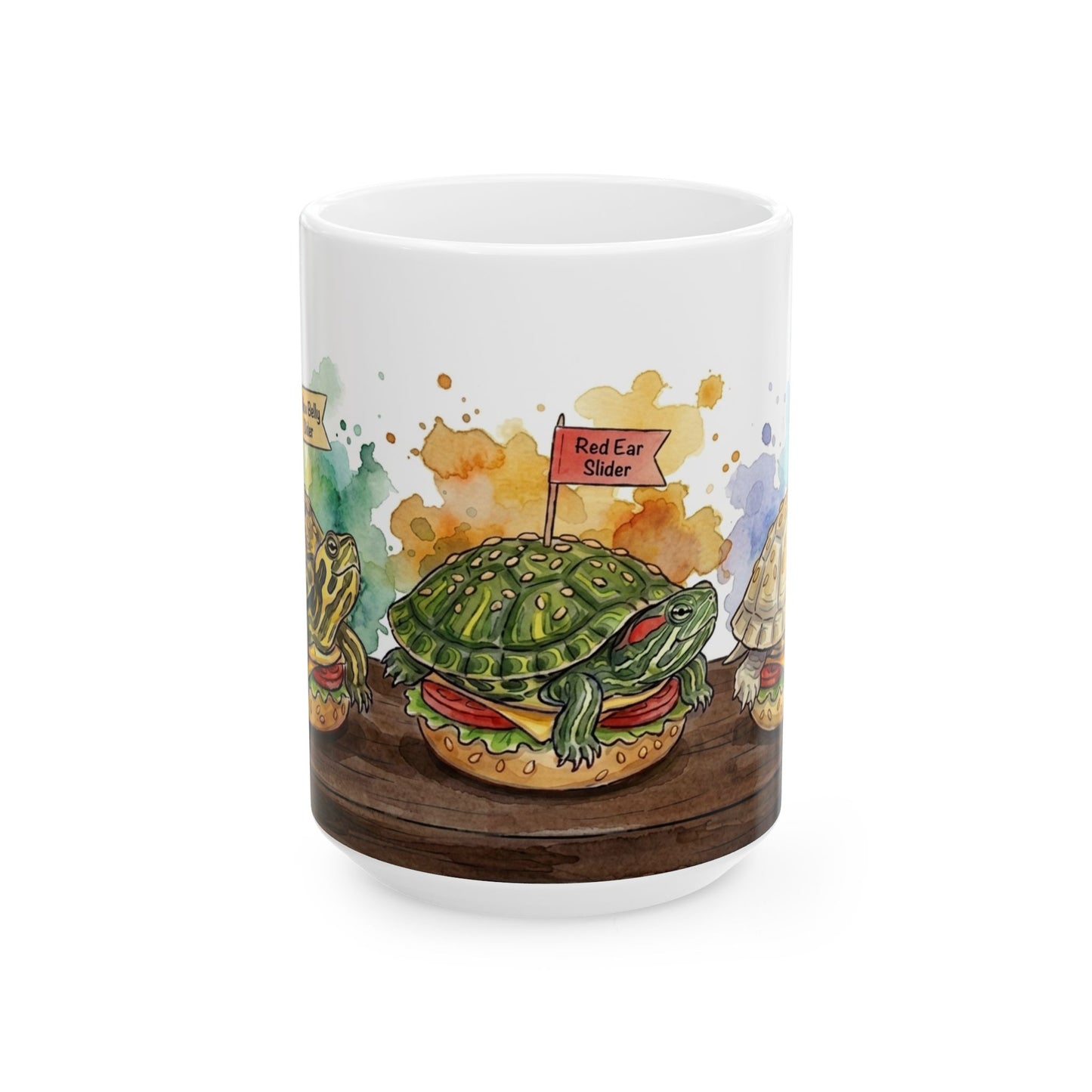 Slider Turtle Burgers Ceramic Mug — Pun Coffee Cup (11oz & 15oz) Reptile Gift