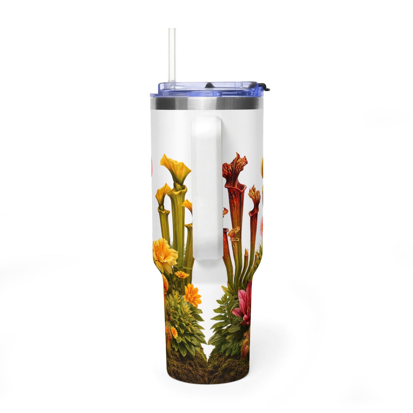40oz Vacuum Tumbler — Ball Python & Carnivorous Plant Floral Design