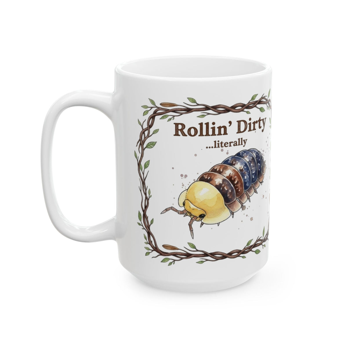 Rolling Dirty Rubber Ducky Isopod Ceramic Mug — Funny Reptile Lover Coffee Cup (11oz/15oz)