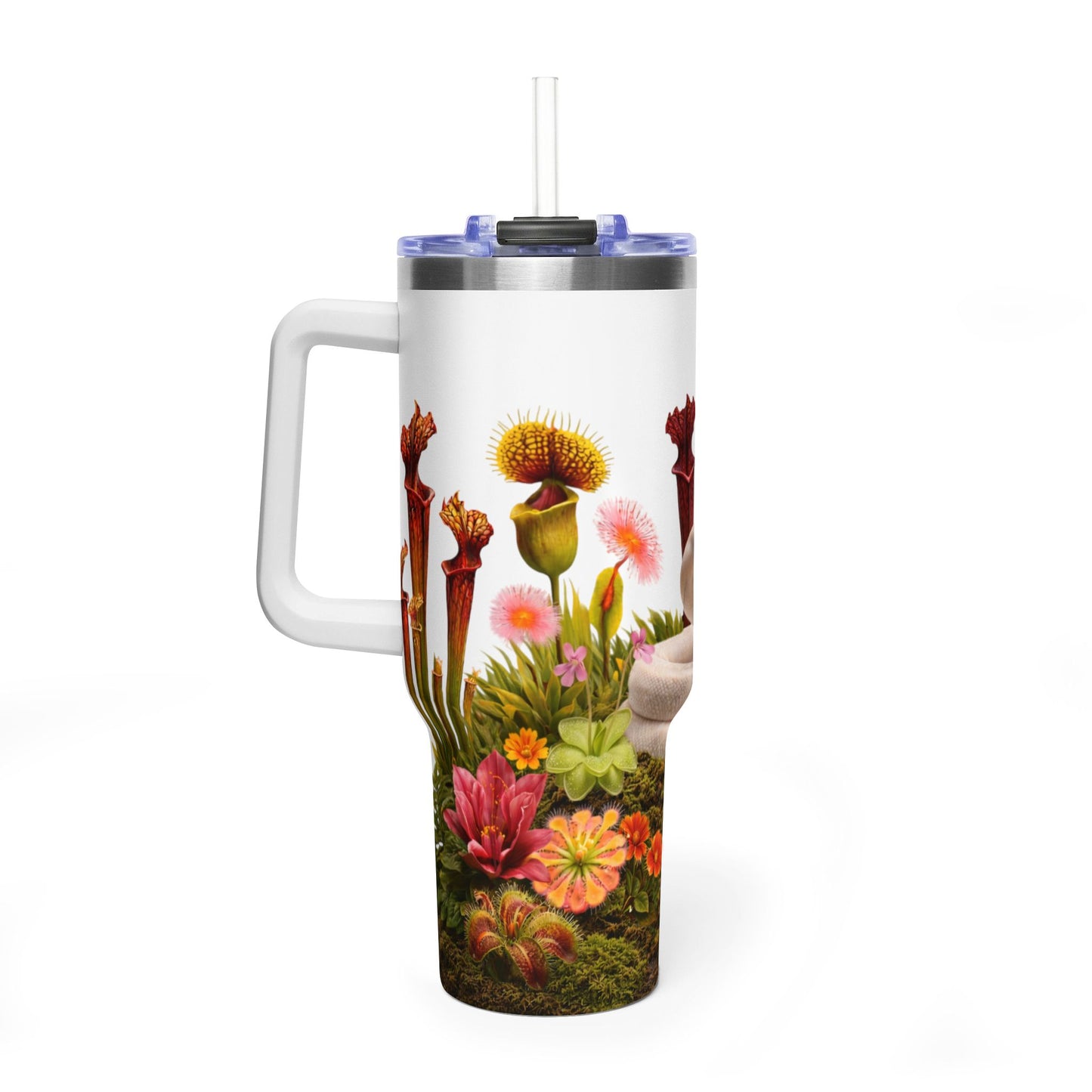 40oz Vacuum Tumbler — Ball Python & Carnivorous Plant Floral Design