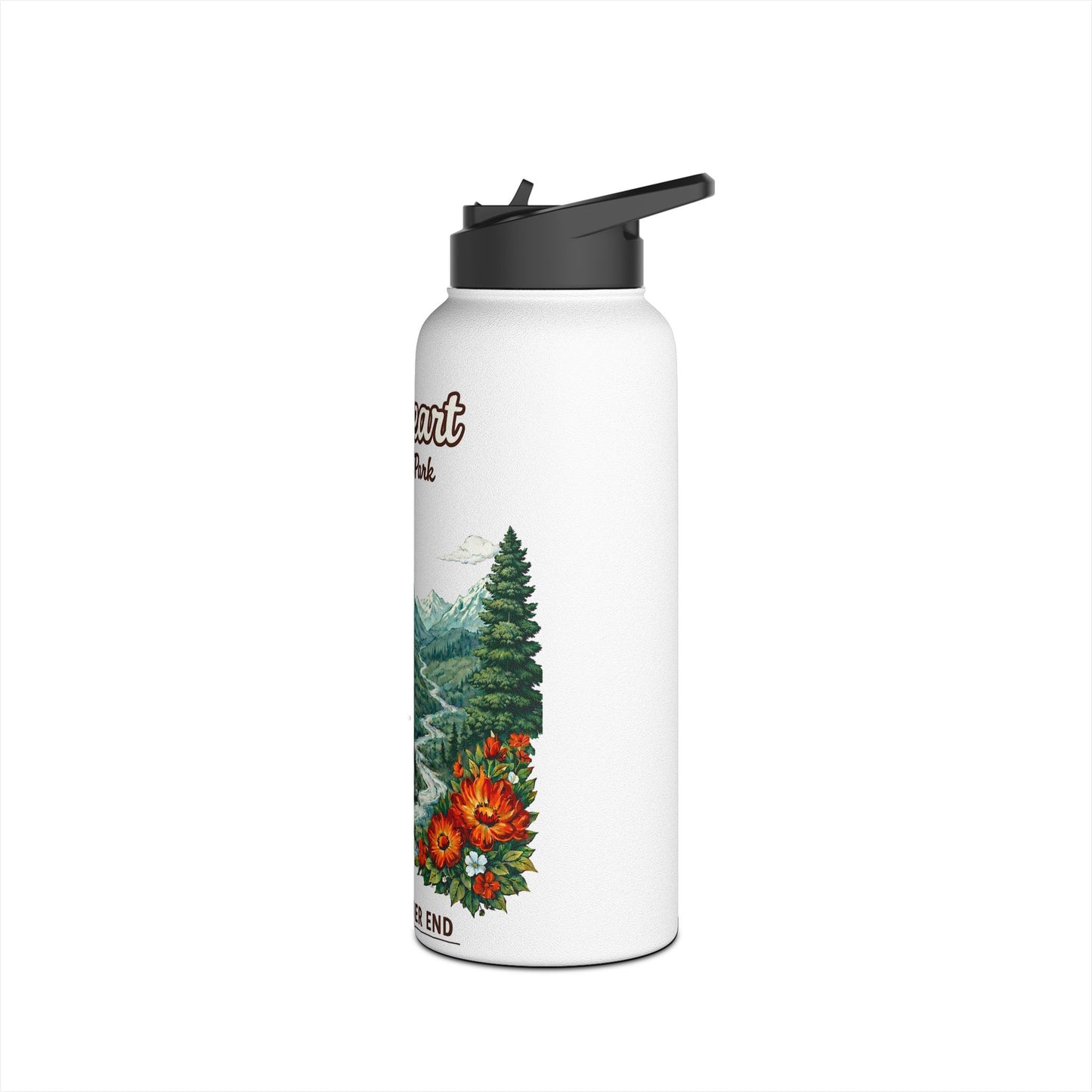 Fireheart National Park White Stag Mountain Scene Stainless Steel Water Bottle — National Park Forest Reader Gift