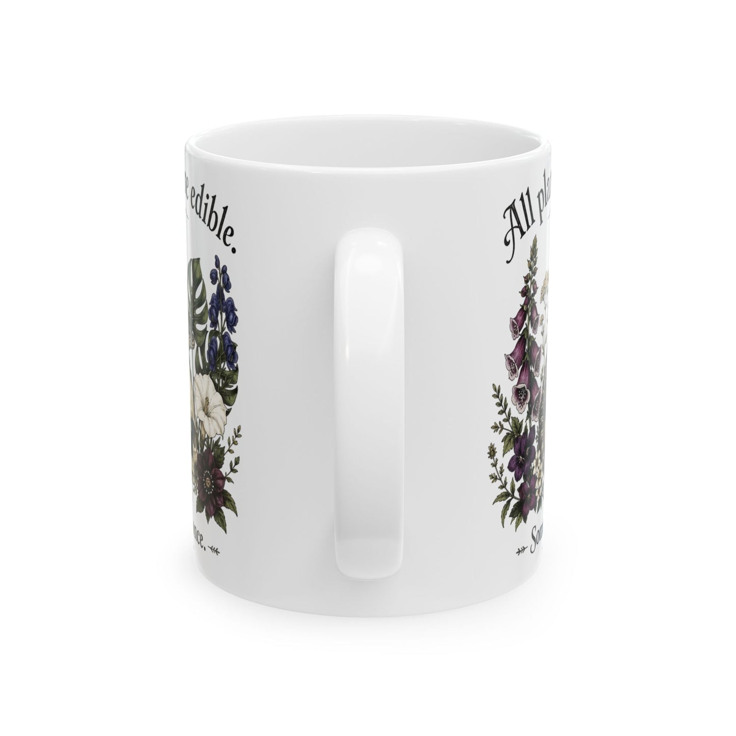 All Plants Are Edible — 11oz/15oz Ceramic Mug with Lizard, Skull & Gothic Floral Art