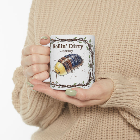 Rolling Dirty Rubber Ducky Isopod Ceramic Mug — Funny Reptile Lover Coffee Cup (11oz/15oz)