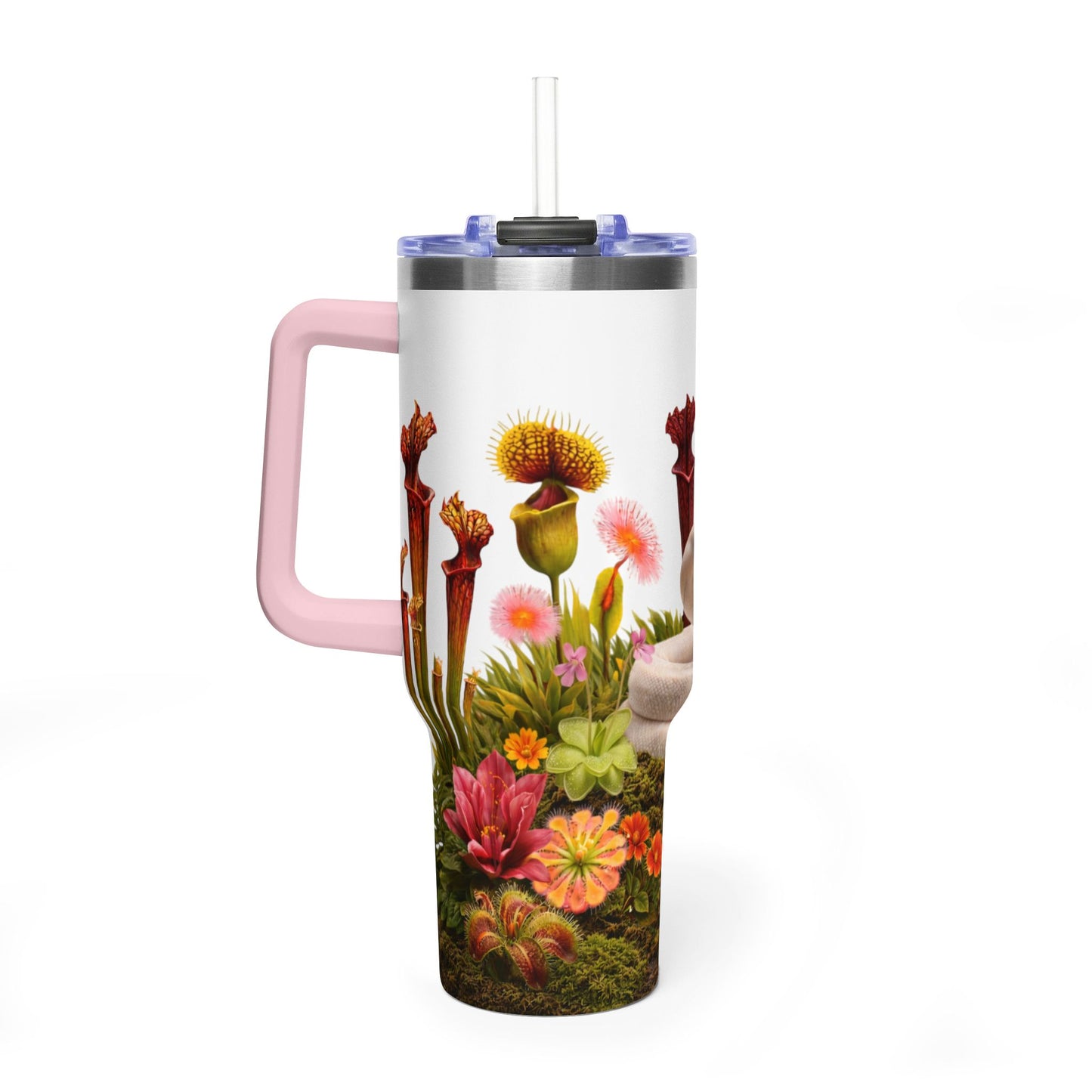40oz Vacuum Tumbler — Ball Python & Carnivorous Plant Floral Design