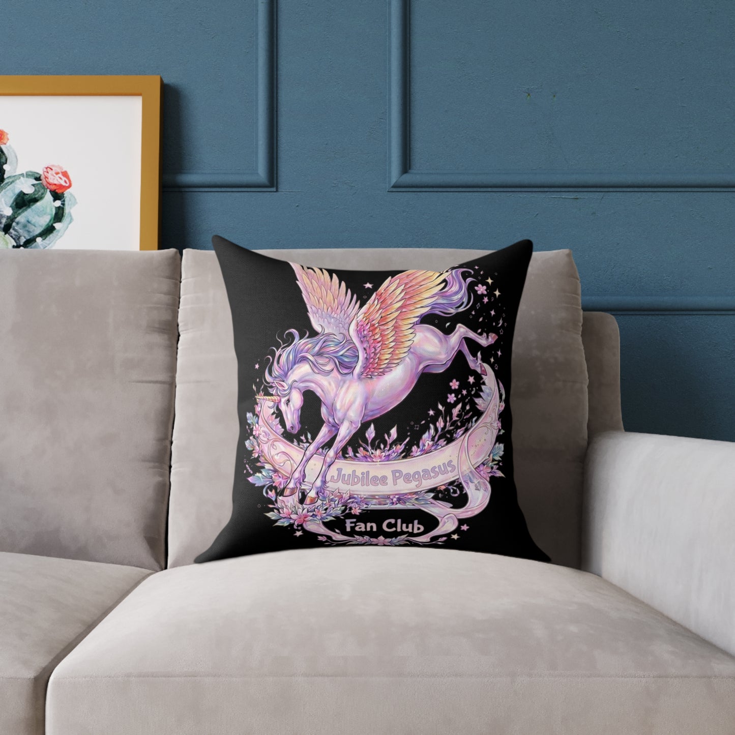 Emotional Support Pegasus Pillow — Bright Rainbow Fantasy Bookish Plush Accent