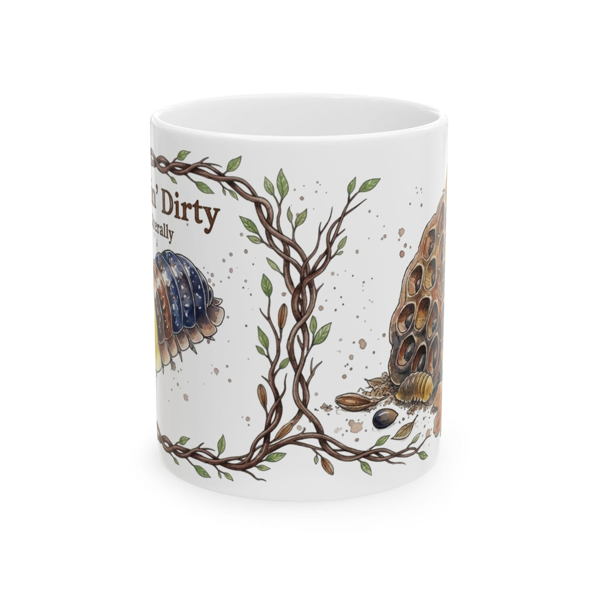 Rolling Dirty Rubber Ducky Isopod Ceramic Mug — Funny Reptile Lover Coffee Cup (11oz/15oz)