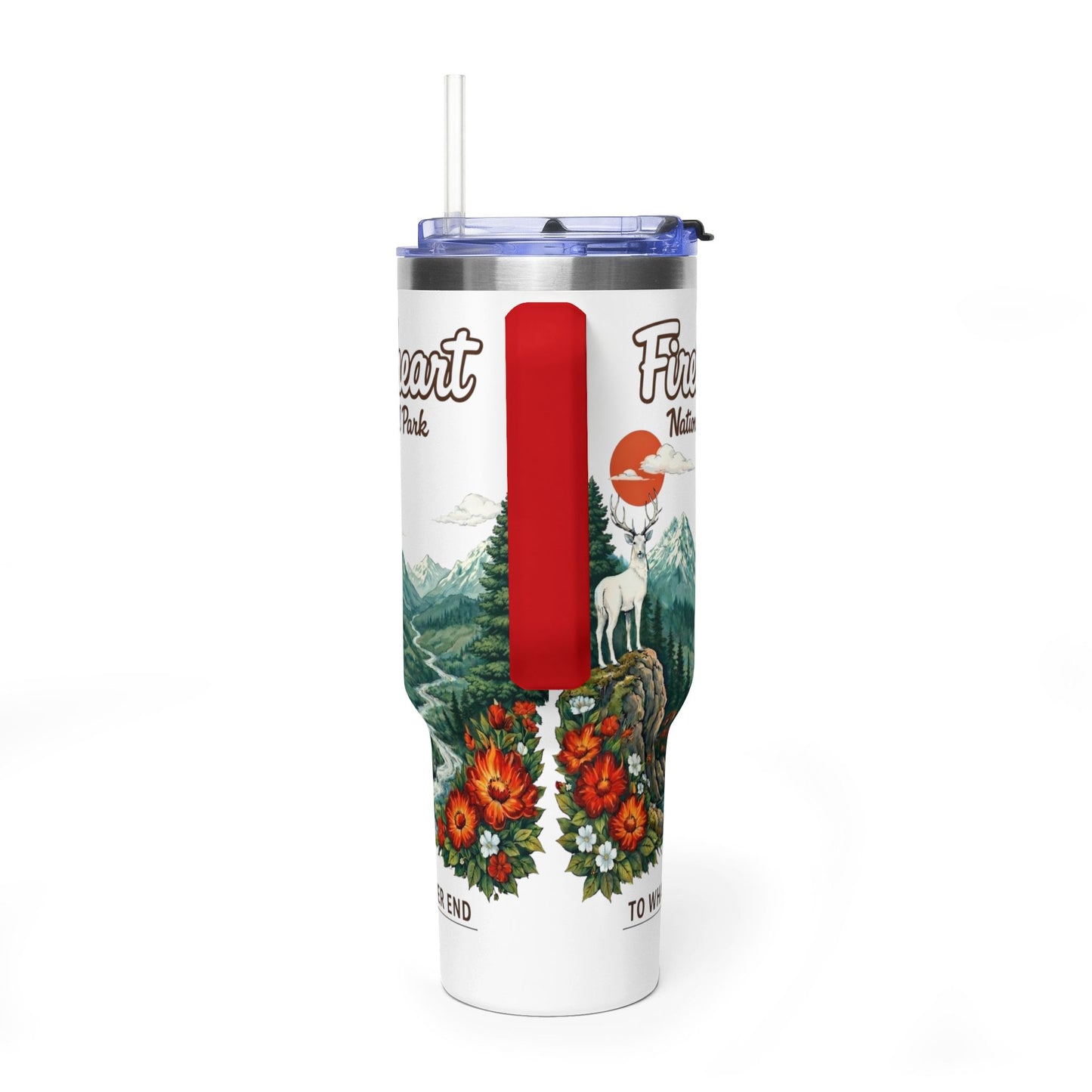 Fireheart National Forest 40oz Vacuum Tumbler — To Whatever End White Stag Design