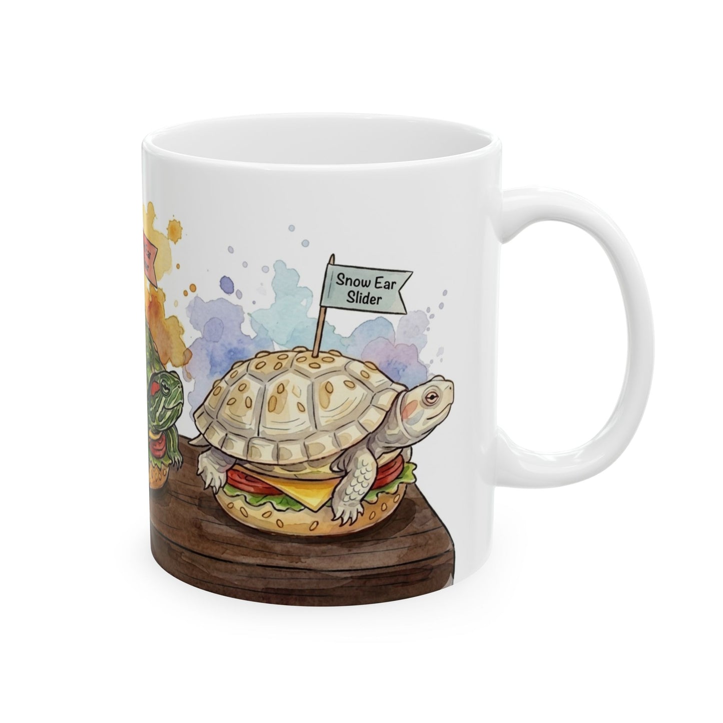 Slider Turtle Burgers Ceramic Mug — Pun Coffee Cup (11oz & 15oz) Reptile Gift