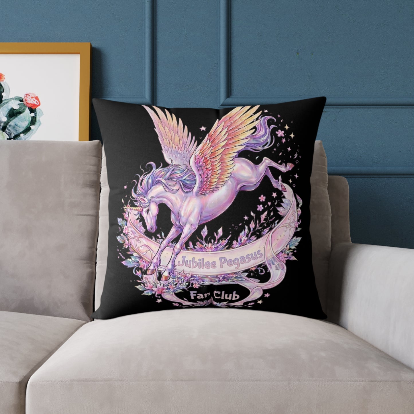Emotional Support Pegasus Pillow — Bright Rainbow Fantasy Bookish Plush Accent