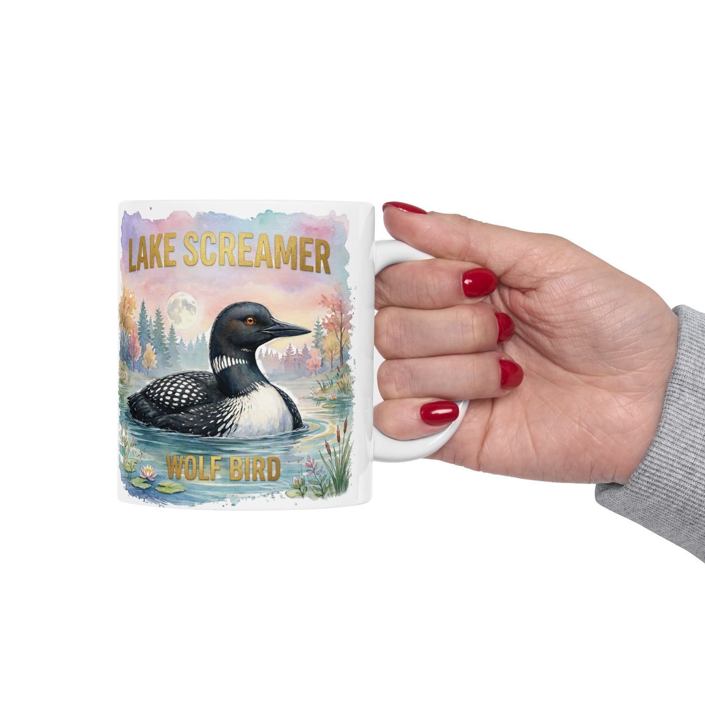 Ceramic Mug — Watercolor Loon 'Certified Loon • Wolf Bird • Lake Screamer'