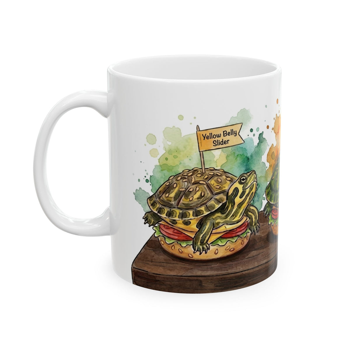 Slider Turtle Burgers Ceramic Mug — Pun Coffee Cup (11oz & 15oz) Reptile Gift