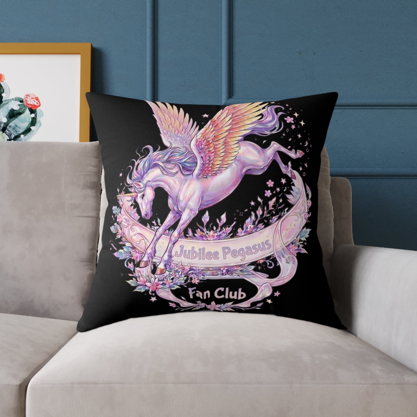 Emotional Support Pegasus Pillow — Bright Rainbow Fantasy Bookish Plush Accent