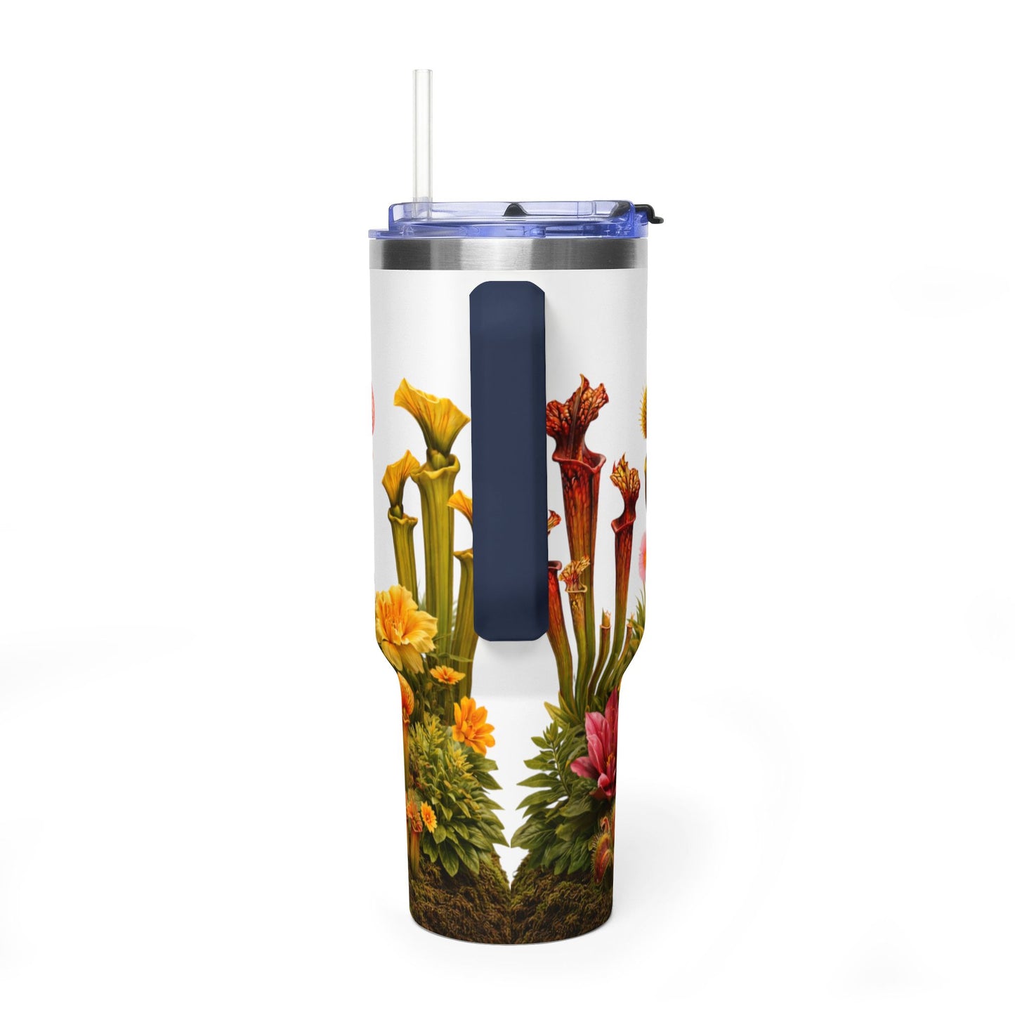 40oz Vacuum Tumbler — Ball Python & Carnivorous Plant Floral Design