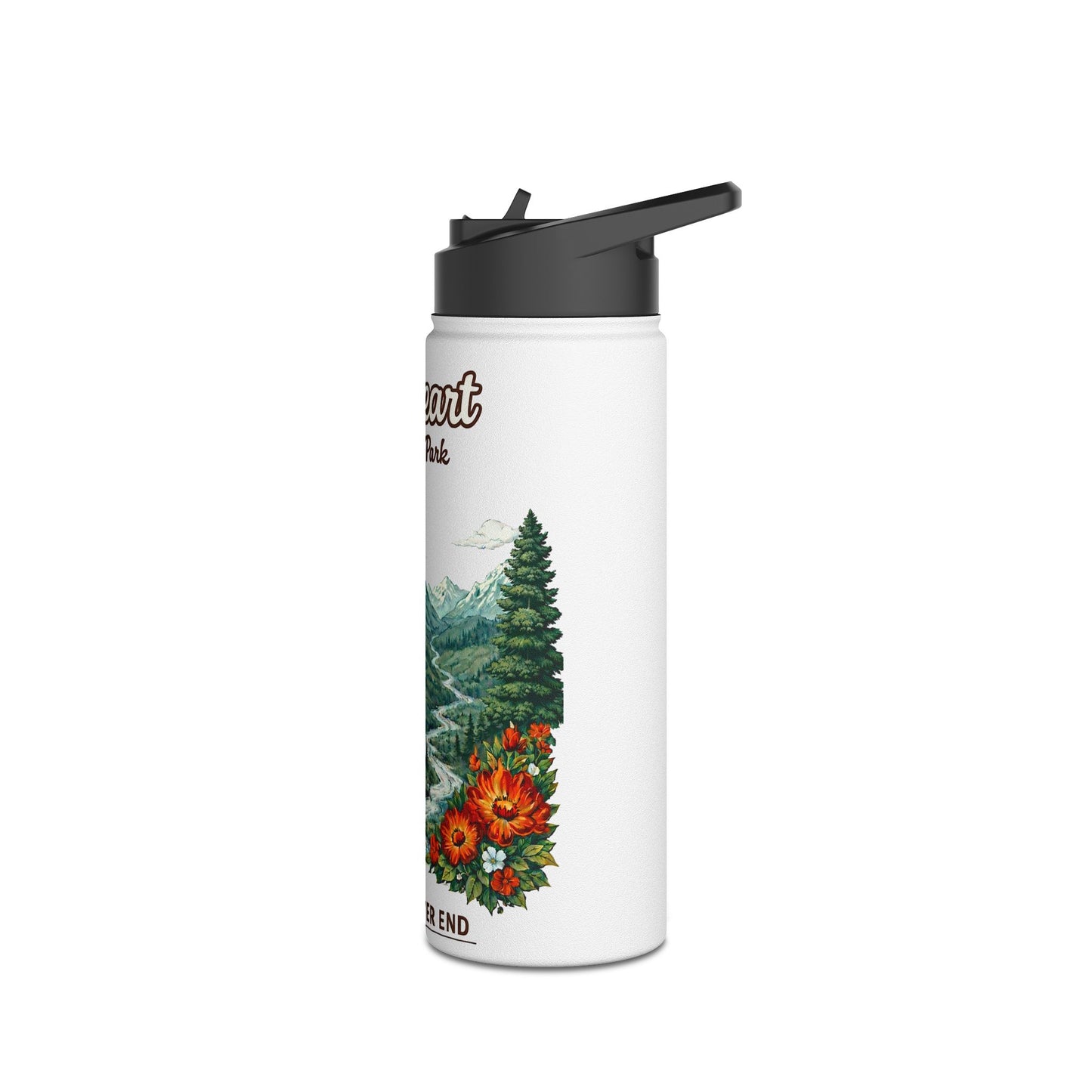 Fireheart National Park White Stag Mountain Scene Stainless Steel Water Bottle — National Park Forest Reader Gift