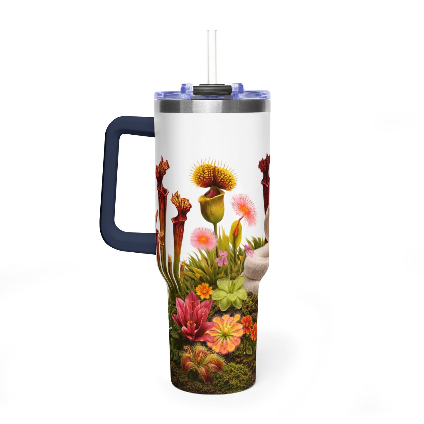40oz Vacuum Tumbler — Ball Python & Carnivorous Plant Floral Design
